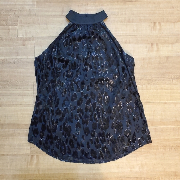 WHBM Leopard Velvet Halter Top Black Size Small 4 - Picture 7 of 10
